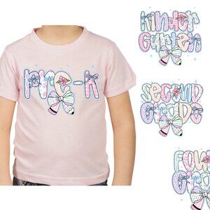 Pink back to school Graphic T-Shirt with Bow Design for little kids